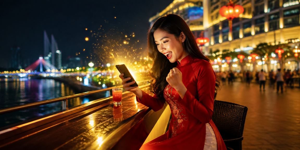 Người dùng Đà Nẵng trong trang phục áo dài theo dõi cá cược thể thao và ưu đãi