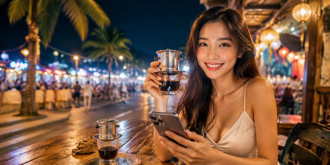 Người chơi tại Nha Trang sử dụng điện thoại di động thưởng thức cà phê và giải trí có trách nhiệm